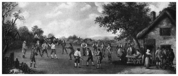 Una partita di cricket in campagna, XIX secolo, 1912