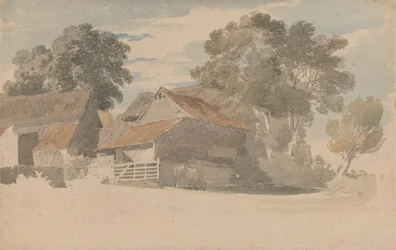 Edifici agricoli con alberi