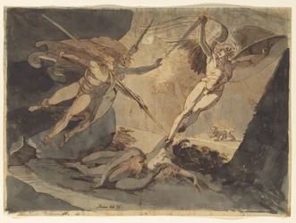 Satana si ritrae dal tocco della lancia di Ithuriel, 1776