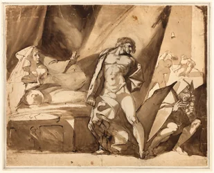 La scoperta (recto), due schizzi di figure maschili in piedi (verso)