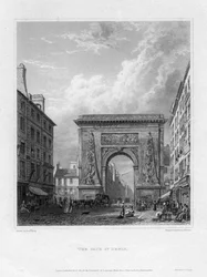 La Porta Saint-Denis, Parigi, Francia, 1820