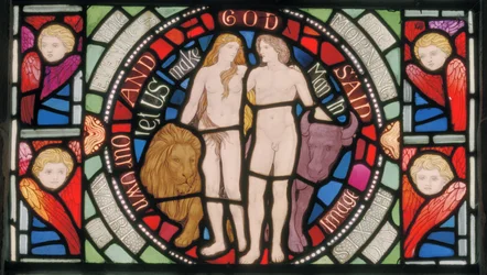 Adamo ed Eva, Finestra Benedicite (dettaglio)