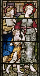Buckland, Santa Maria, James Powell & Sons, Henry Holiday, La cappella di Barcote, Carità, 1889