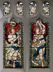 Grasmere, San Oswald, James Powell & Sons, Henry Holiday, Angeli ministranti, 1893