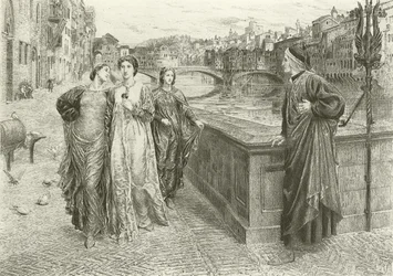 Il primo incontro di Dante e Beatrice (incisione)
