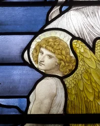 Wolsingham, San Maria e San Stefano, James Powell & Sons, Henry Holiday, La scala di Giacobbe, Angelo (dettaglio), 1881