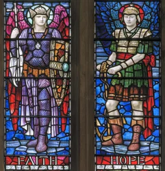 Yeovil, San Giovanni Battista, Lowndes & Drury, Henry Holiday, Fede e speranza, 1917-18