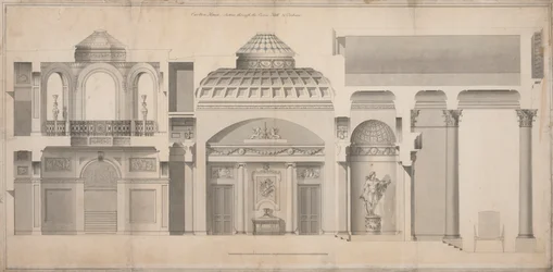 Carlton House, Pall Mall, Londra: Sezione del Portico, Sala e Tribuna