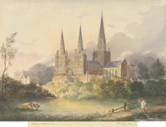 Cattedrale di Lichfield - Vista ovest, 1844
