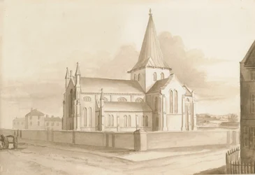 Wolverhampton - Chiesa di Santa Maria: disegno a lavaggio seppia