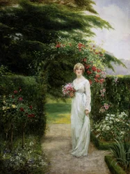 Nel giardino delle rose. Dipinto di Yeend King (1855-1924) Collezione privata.