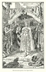 Montezuma saluta gli spagnoli (incisione)