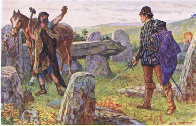 Tresilian affronta il misterioso maniscalco, illustrazione da Kenilworth, c.1910