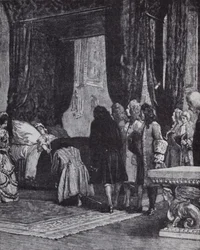 La regina Anna sul letto di morte nomina il Duca di Shrewsbury come Lord Tesoriere