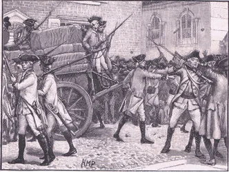 Truppe che scortano la carta bollata al Municipio, New York AD 1765