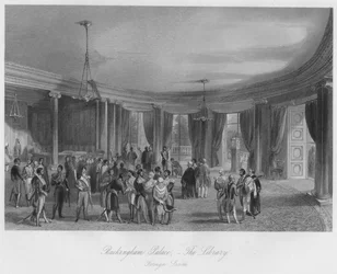 Buckingham Palace, - La Biblioteca. Levee straniero, c1841