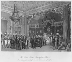 La Sala del Trono, Buckingham Palace. Presentazione di un indirizzo dall