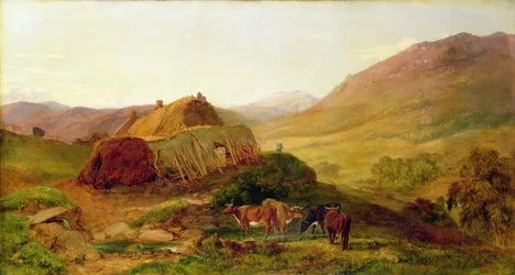 Sera: Cottages on the Braeside near Castletown, Braemar, 1860 circa (olio su tela)