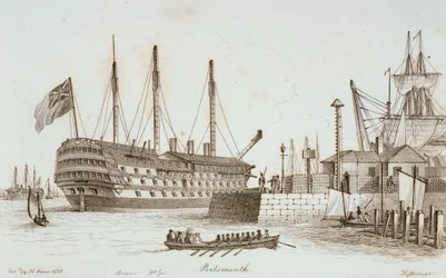 Schizzi di navi nel porto di Portsmouth