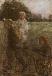 Bambini con carriola
