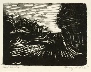 Strada larga, case, alberi