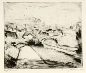 Paesaggio con strada e case