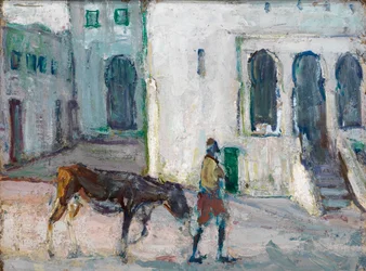 Scena di strada, Tangeri uomo che conduce un vitello, ca. 1910