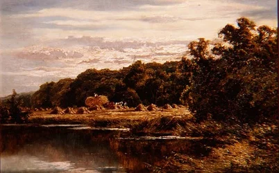 Mietitori in un Campo vicino a un Fiume