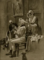 Preparativi per la parata, 1799, illustrazione da «Hutchinson