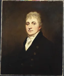 Ritratto di Thomas Bissland, mezzo busto, con cappotto nero e cravatta bianca