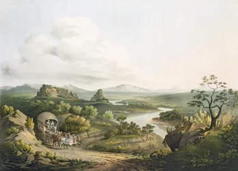 Una vista vicino al Roode Sand Pass al Capo di Buona Speranza, inciso da J. Bluck, 1809