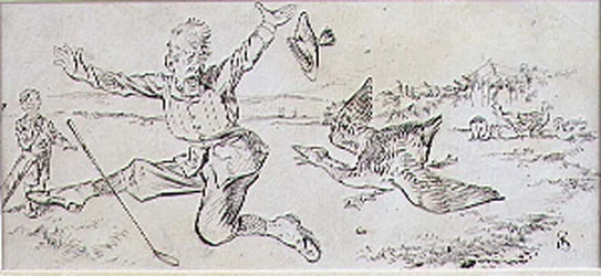 Il golfista attaccato, illustrazione da 