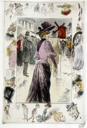 Donna davanti al Moulin Rouge