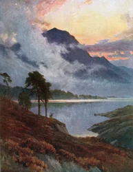 Una vista sulle Highlands (litografia a colori)