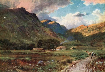 Culla del pastore a Glen Nevis, Inverness-Shire (litografia a colori)