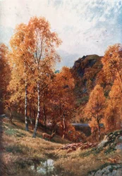 Autunno dorato, Trossachs, Perthshire (litografia a colori)