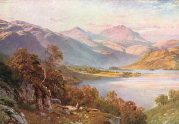 Testa del Loch Lomand, guardando verso Glen Falloch, Perthshire (litografia a colori)
