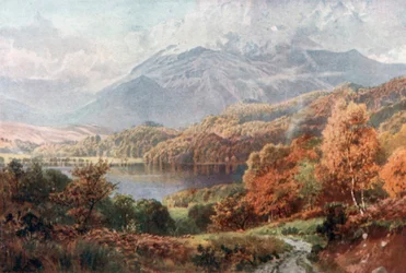 Loch Achray e Ben Venue, Perthshire (litografia a colori)