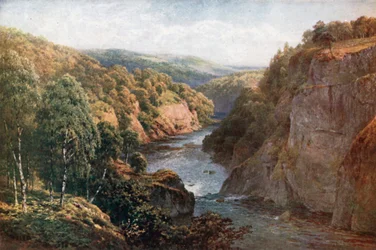 Il fiume Glass vicino a Beauty, Inverness-Shire (litografia a colori)