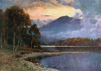Il Silever Strand, Lock Katrine, Perthshire (litografia a colori)