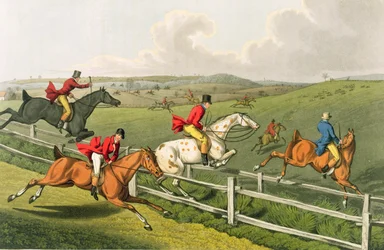 Caccia alla volpe, acquaforte di I. Clark, pub. da Thomas McLean, 1820
