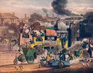 Il progresso del vapore - Una vista in White Chapel Road, 1905