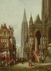 Processione ecclesiastica che entra in una cattedrale