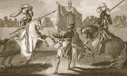 Riccardo II sospende il duello tra Hereford e Norfolk, illustrazione da 