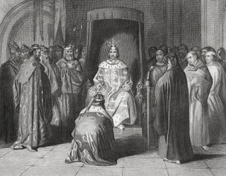 Re Riccardo II che nomina cavalieri i re di Connaught, Ulster, Thomond e Leinster nel 1394, 