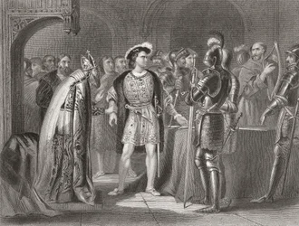Lord Thomas Fitzgerald rinuncia alla sua fedeltà a Enrico VIII nel 1534, da 