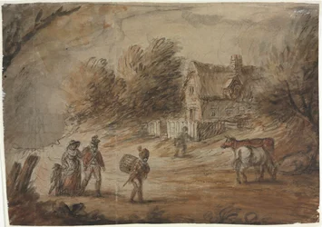 Scena di campagna con soldati