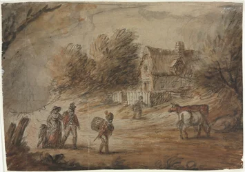 Scena di campagna con soldati