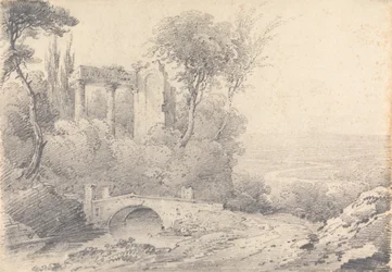 Paesaggio con rovine e ponte