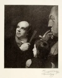 John Flaxman modella il busto di William Hayley